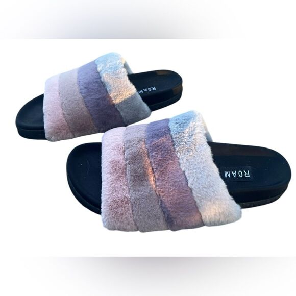 ROAM Fuzzy candy Prism Purple Pink Slides Sandles - Picture 4 of 7